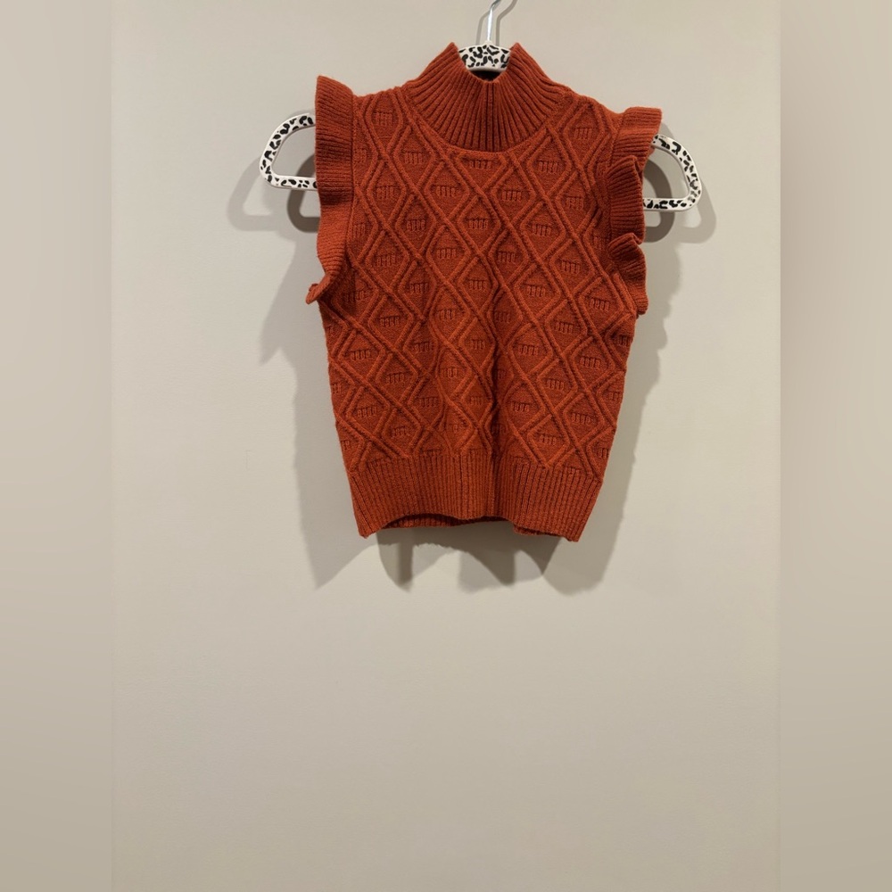 Rust Sleeveless Knit Sweater